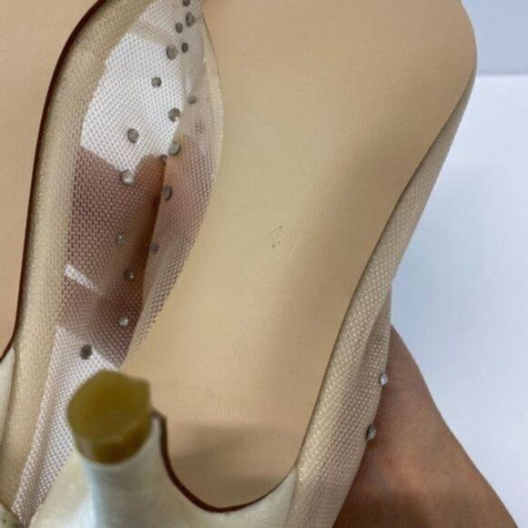 XYD Women Mid Kitten Heels Pumps Rhinestones Mesh Slip On Pointed Toe Evening Dr - Picture 7 of 7